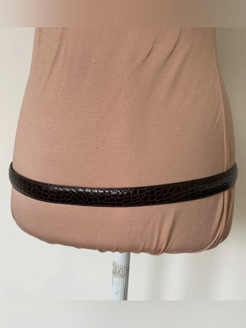 Brighton Vintage Croc Embossed Brown Leather Heart Two Tone Western Belt Sz L/34